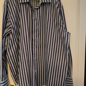 Men's Striped Purple and Blue Shirt